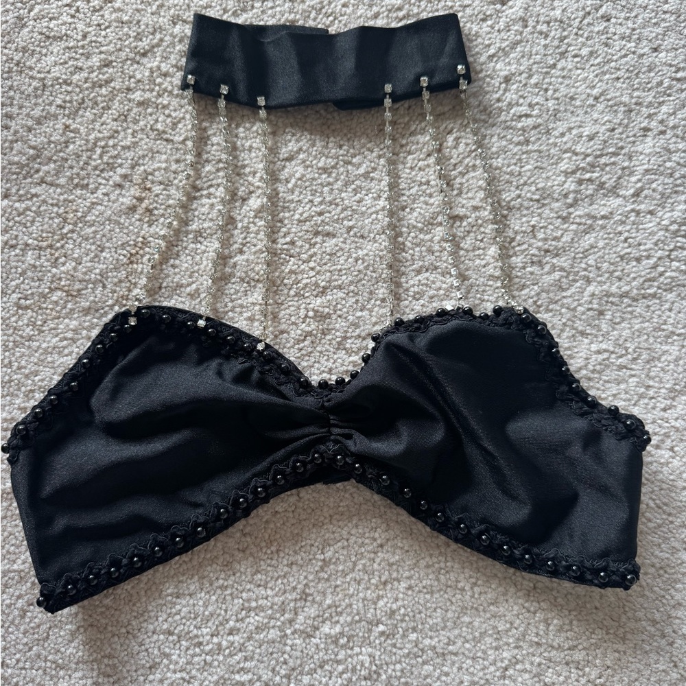 Black Diamond Strapped Chocker Crop Top